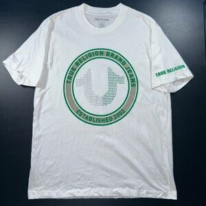 True Religion Brand Jeans T-Shirt with bedazzled logo Mens XL White Tee 2002